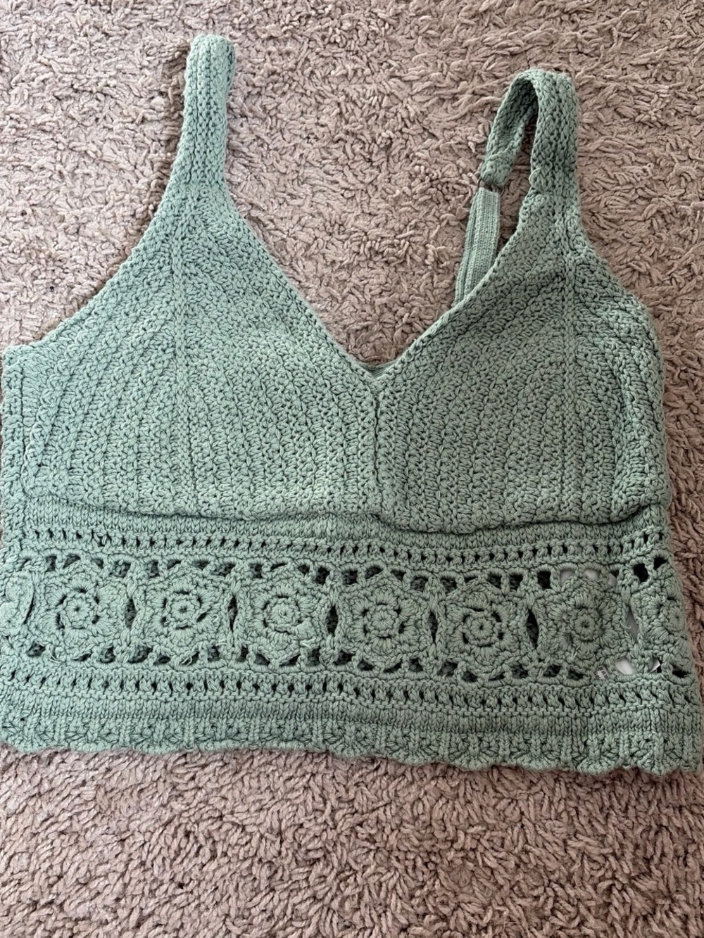 Hollister Sage Green Crochet Bralette Tank